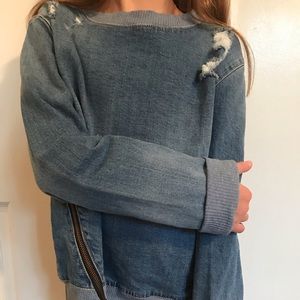 Girls Denim Distressed Shirt